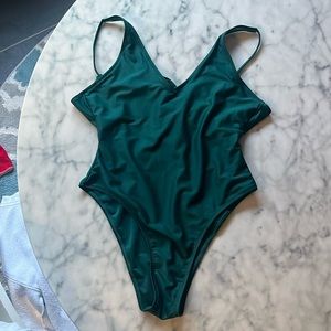 SHEIN teal turquoise forest green one piece bodysuit swimsuit W size small